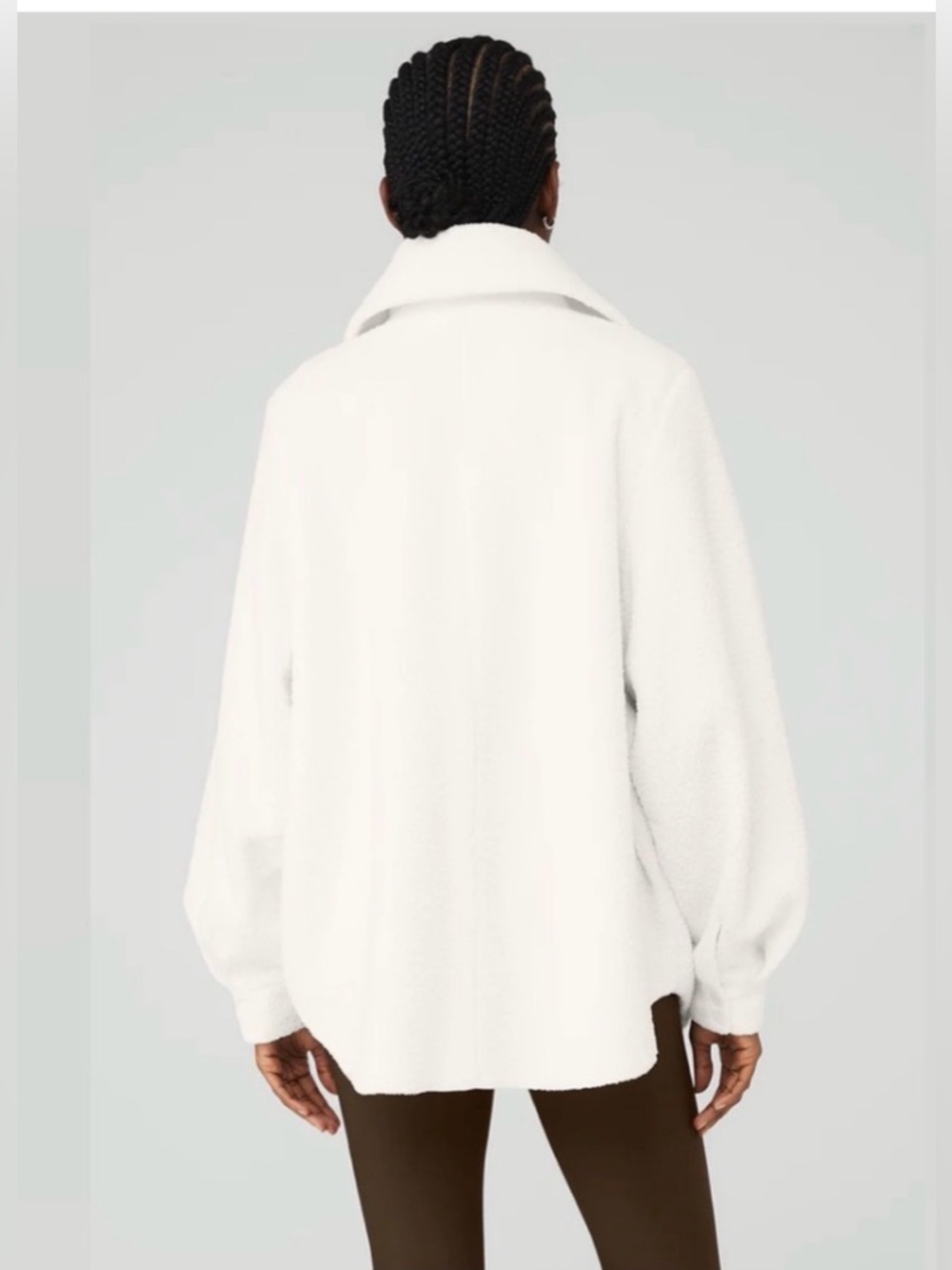 ALO Yoga Micro Sherpa Envy Jacket Ivory White Fleece Shacket Medium - Picture 2 of 4